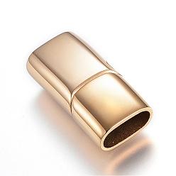 Golden 304 Stainless Steel Magnetic Clasps with Glue-in Ends, Rectangle, Golden, 28.5x14x8.5mm, Hole: 12x7mm