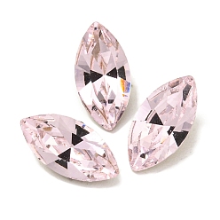 Розовый Стеклянные стразы кабошоны, задние и задние, граненые, лошадиный глаз , светло-розовый, 10x5x3.5 мм