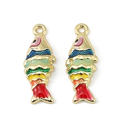 Золотой Подвески из эмали и сплава, рыбы прелести, долговечный, стойки покрытие, золотые, 26.5x9.5x4 мм, отверстие : 1.6 мм