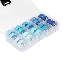 Deep Sky Blue 20 Rolls 10 Colors Sewing Thread, Plastic Bobbins Sewing Machine Spools with Clear Storage Case Box, Deep Sky Blue, 0.4mm, about 38.28 Yards(35m)/Roll, 2 rolls/color