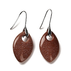 Камень с Пылевым Золотом Серьги-подвески с конским глазом из синтетического золота, серьги из платины и латуни с покрытием стойки, без кадмия и без свинца, 47x18 мм