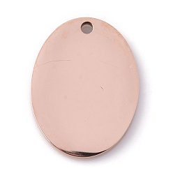 Rose Gold Vacuum Plating 304 Stainless Steel Pendants, Stamping Blank Tag, Laser Cut, Oval, Rose Gold, 20x15x1.5mm, Hole: 1.4mm