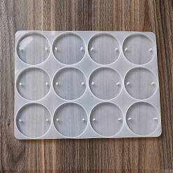 White DIY Round Connector Charm Silicone Molds, Resin Casting Molds, For UV Resin, Epoxy Resin Jewelry Making, White, 254x192x10.5mm, Inner Diameter: 60.5mm