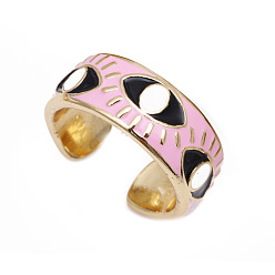 CR0356DX Pink Colorful Evil Eye Ring with Minimalist Design and Unique Opening, for Index Finger.
