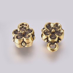 Antique Golden Tibetan Style Flower Tube Bails, Loop Bails, Alloy Bail Beads, Lead Free & Cadmium Free, Antique Golden, 8x6x4mm, Hole: 1mm