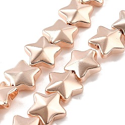 Светло-Золотое Покрытие Стеклянные бусины с гальваническим покрытием , звезда, полное покрытие, граненые, свет позолоченные, 13x13.5x5.5 мм, отверстие : 0.8 мм, около 36 шт / нитка, 15.98'' (40.6 см)