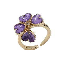 02 18K Gold Plated Colorful Oil Drop Heart Flower Design Ring - European and American Style
