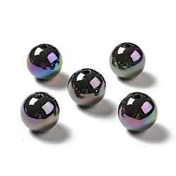 Dark Gray UV Plating Rainbow Iridescent Acrylic Beads, Round, Dark Gray, 15~15.5x15.5~16mm, Hole: 2.7mm