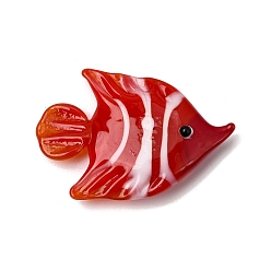 Red Lampwork Fridge Sticker, Fish, Red, 29x45x9mm