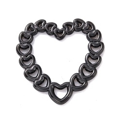 Черный Цвет Металла Ионное покрытие (ip) 304 соединительные кольца из нержавеющей стали, открытая задняя панель, сердце, металлический черный , 20.5x20x1 мм, внутренний диаметр: 10.5x13 мм