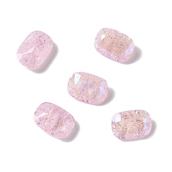 Розовый Треск в стиле лунного света k9 стеклянные кабошоны со стразами, назад назад, прямоугольник восьмиугольник, светло-розовый, 14x10x5.5 мм