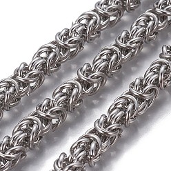 Stainless Steel Color 304 Stainless Steel Byzantine Chains, Unwelded, Stainless Steel Color, 6mm
