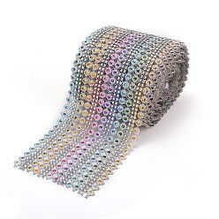 Colorful 16 Rows Plastic Diamond Mesh Wrap Roll, Rhinestone Crystal Ribbon, Cake Wedding Decoration, Colorful, 118x1.5mm