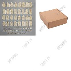 Фора 128 шт. необработанные деревянные двери и окна для кукольного домика, Аксессуары для моделей зданий в стиле сказки в стиле ретро, разнообразные, оранжевые, 3.45~10x3.4~6.4x0.25 см