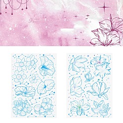 Flower Waterproof PET Sticker, Self-adhesion, for DIY Albums Diary, Laptop Decoration Cartoon Scrapbooking, Floral Pattern, 148x105mm