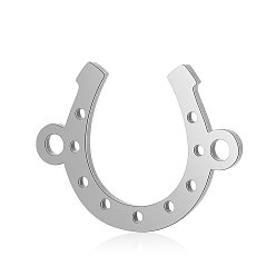 Stainless Steel Color Titanium Steel Links connectors, Horse Shoe, Stainless Steel Color, 10x13.5x0.8mm, Hole: 1mm