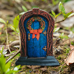 Dodger Blue Wood Elf Fairy Door Figurines Ornaments, for Garden Courtyard Tree Decoration, Dodger Blue, 100x10mm