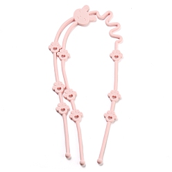 Light Coral 2 in 1 Silicone Baby Pacifier Holder Chains, Rabbit with Paw Print Baby Teether Strap, DIY Nursing Necklace Making, Light Coral, 53.5x3x0.75cm, Hole: 5x6.5mm