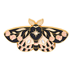 Pink Butterfly with Flower Enamel Pin, Gold Plated Alloy Badge for Corsage Scarf Clothes, Pink, 23x44mm