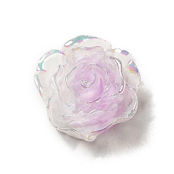 Lilac Transparent Resin Cabochons, Flower, AB Color Plated, Lilac, 24x20x8mm