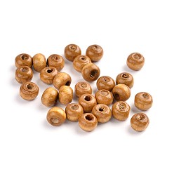 Saddle Brown Natural Wood Beads, Bright Color, Round, Dyed, Saddle Brown, 6x5mm, Hole: 2mm, about 14000pcs/1000g