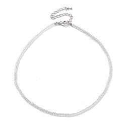 Clear Glass Beaded Necklace, with Alloy Clasps, Clear, 16.10 inch(40.9cm)