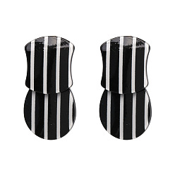 Black + White Black and White Striped Line Earrings - Acrylic Fashion Accessories, Wholesale.