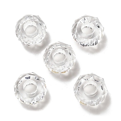 Clair Résine transparente perles européennes, Perles avec un grand trou   , facette, rondelle, clair, 13.5x8mm, Trou: 5.5mm