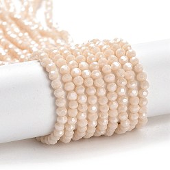 PeachPuff Opaque Glass Beads Strands, Faceted, Round, PeachPuff, 3mm, Hole: 0.8mm, about 164~166pcs/strand, 19.69~19.88 inch(50~50.5cm)