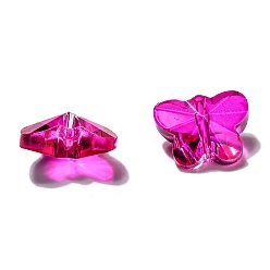 Magenta Transparent Glass Beads, Faceted, Butterfly, Magenta, 12x15x8mm, Hole: 1.5mm
