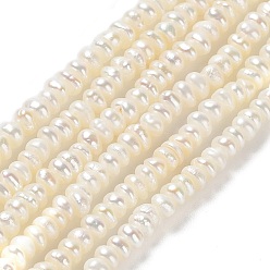 Beige Natural Cultured Freshwater Pearl Beads Strands, Rondelle, Grade 4A+, Beige, 2.8~3.2x1.5~2.5mm, Hole: 0.6mm, about 175~178pcs/strand, 14.25~14.37 inch(36.2~36.5cm)
