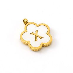 Letter X Подвески-буквы-цветы из нержавеющей стали золотистого тона с паве белого цвета, Письмо X, 13 мм