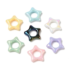 Mixed Color UV Plating Rainbow Iridescent Acrylic Bead Frames, Star, Mixed Color, 27x29x7mm, Hole: 2.2mm