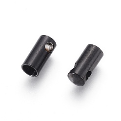 Electrophoresis Black 304 Stainless Steel Cord Ends, End Caps, Column, Electrophoresis Black, 8.5x3.8mm, Hole: 1.6mm, Inner Diameter: 3mm