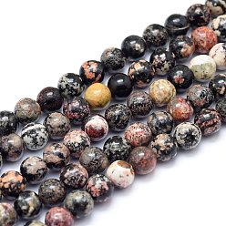 Snowflake Obsidian Natural Red Snowflake Obsidian Beads Strands, Round, 5.5~6mm, Hole: 0.8mm, about 71pcs/Strand, 15.55 inch(39.5cm)