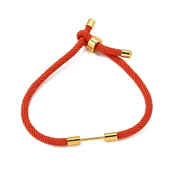 Оранжево-Красный Плетеный браслет из нейлонового шнура, с латунной фурнитурой , реальный 18 k позолоченный, оранжево-красный, 9-1/2 дюйм (24 см), ссылка: 24x4 mm