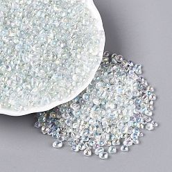 Klar ab Transparent galvanisieren Glasperlen, Nuggets, ab Farbe plattiert, gefärbt, kein Loch, klar ab, 2~8x2~5x2~4 mm, ca. 6428 Stk. / Pfund