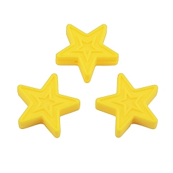 Gold Star Food Grade Silicone Beads, Silicone Teething Beads, Gold, 30x9mm