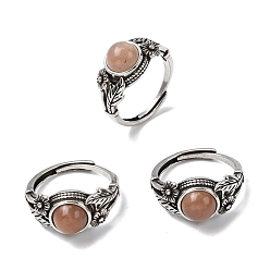 Солнечный Камень Натуральный камень, с латунной фурнитурой , античное серебро, 11 мм, внутренний диаметр: 18~19 мм