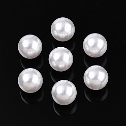 Белый Пластиковые бусины abs, имитации жемчуга, без отверстия , круглые, белые, 8 мм