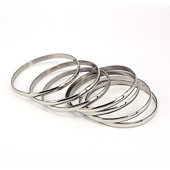 Stainless Steel Color 201 Stainless Steel Bangle Sets, Stainless Steel Color, 68mm, 5.2mm, about 7pcs/set