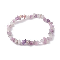 Lilac Jade Natural Lilac Jade Chips Beaded Stretch Bracelets for Women, Inner Diameter: 2-1/4~2-1/2 inch(58~62mm)
