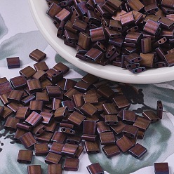 (TL2005) Металлический Матовый Темный Малиновый Ирис Миюки тила бусины, японский бисер, 2-луночное, (тл 2005) матово-малиновый темный малиновый ирис, 5x5x1.9 мм, отверстие : 0.8 мм, Около 118 шт / 10 г