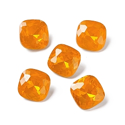 Sun Opal Style Eletroplated K9 Glass Rhinestone Cabochons, Pointed Back & Back Plated, Faceted, Square, Sun, 10x10x5mm