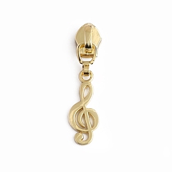 Light Gold Zinc Alloy Zipper Head with Musical Note Charms, Zipper Pull Replacement, Zipper Sliders for Purses Luggage Bags Suitcases, Light Gold, 4~6cm