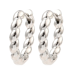 Платина Латунные серьги обруча, твист кольцо, платина, 16x18x3 мм