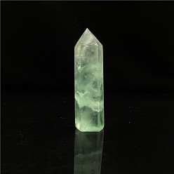 Fluorite Point Tower Natural Green Fluorite Home Display Decoration, Healing Stone Wands, for Reiki Chakra Meditation Therapy Decos, Hexagon Prism, 40~50mm