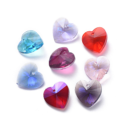 (52) Непрозрачная лаванда Стеклянные украшения из горного хрусталя, граненые, сердце, разноцветные, 14x14x7 мм, отверстие : 1.2 мм