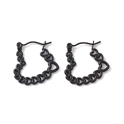 Electrophoresis Black 304 Stainless Steel Heart Wrap Hoop Earrings for Women, Electrophoresis Black, 21x21x1.5mm, Pin: 0.6mm