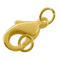 Golden Brass Lobster Claw Clasps, Lead Free & Nickel Free, Golden, 23x14mm, Hole: 5mm